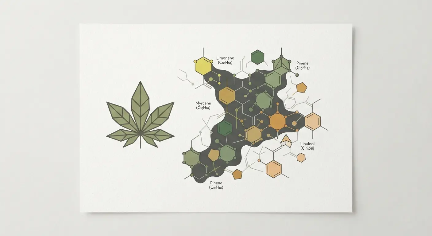 Terpene and cannabinoid profile illustration for sativa vs indica cannabis